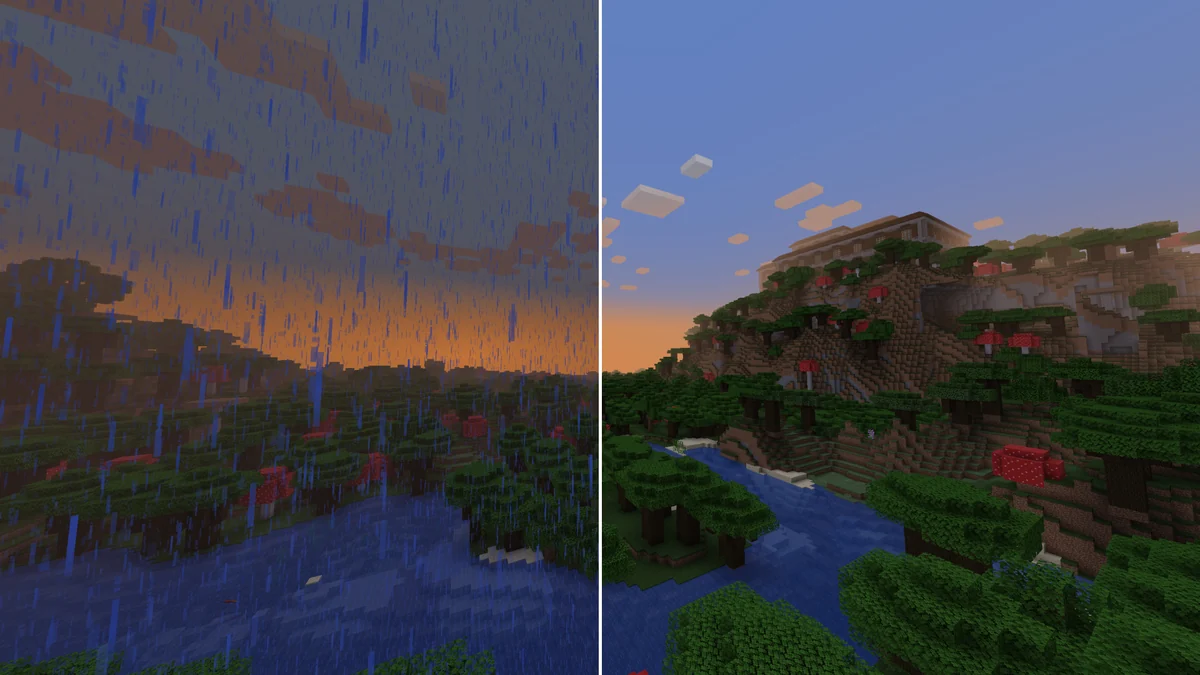 Minecraft landscape comparison for mod versus texture pack guide